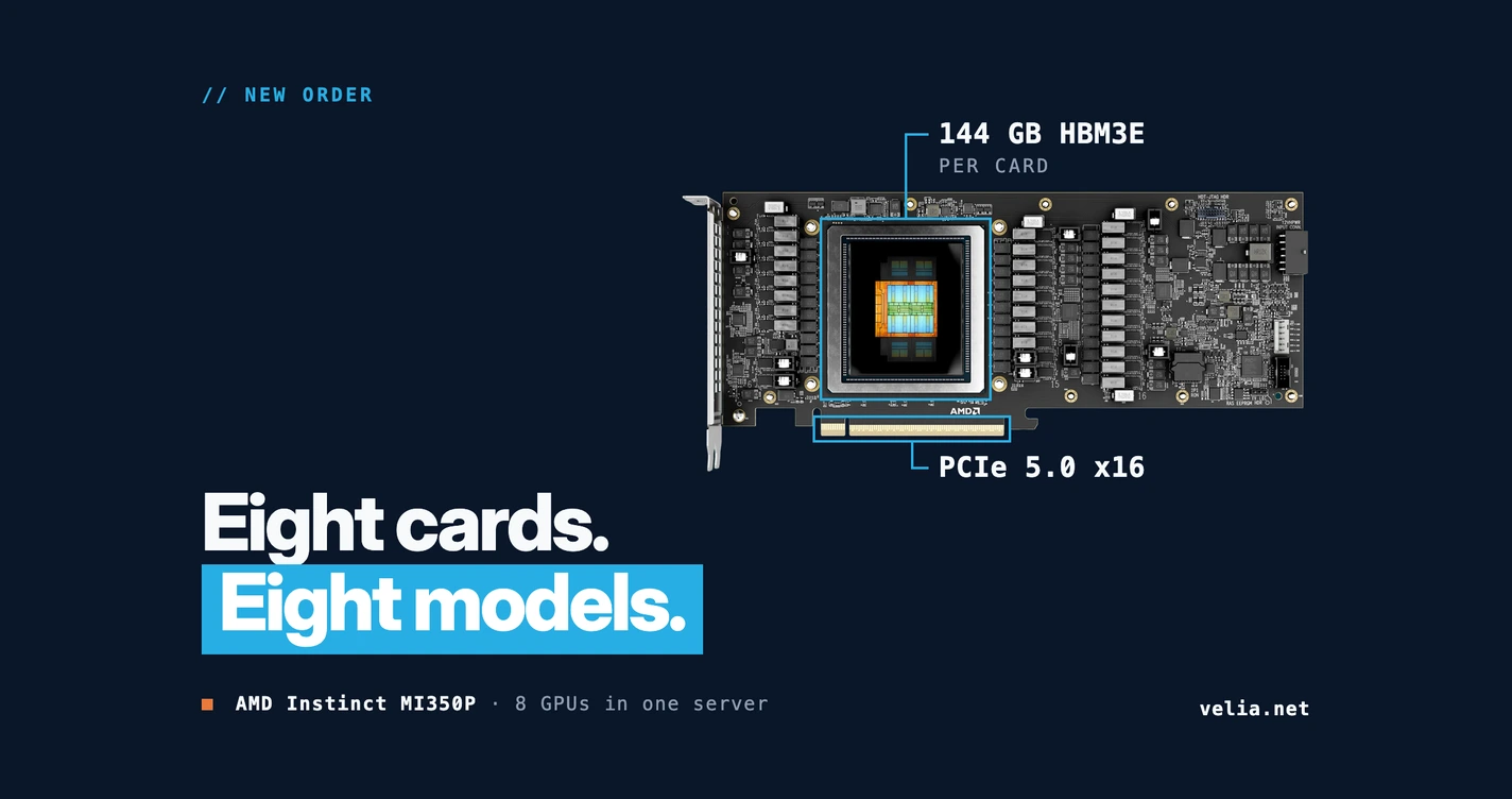Eight AMD Instinct MI350P cards in one server, and what they are for
